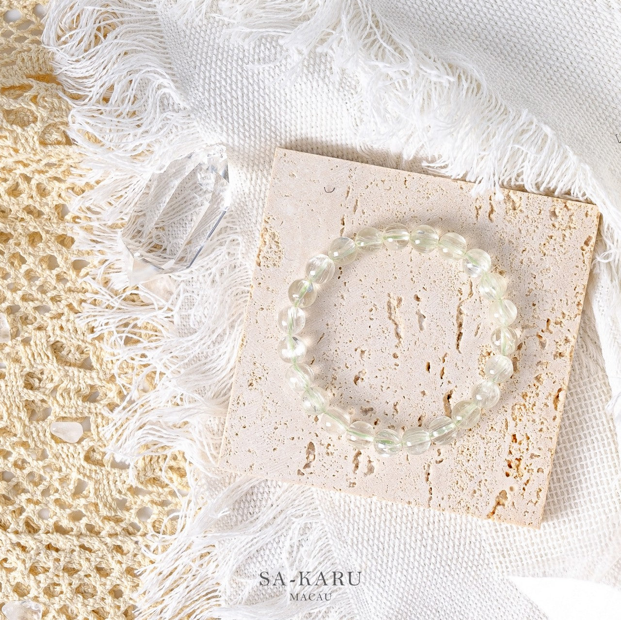 Rock sugar brushed cat eye green lithium sparkle bracelet