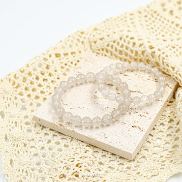 Silver and White Rabbit Fur Bracelet