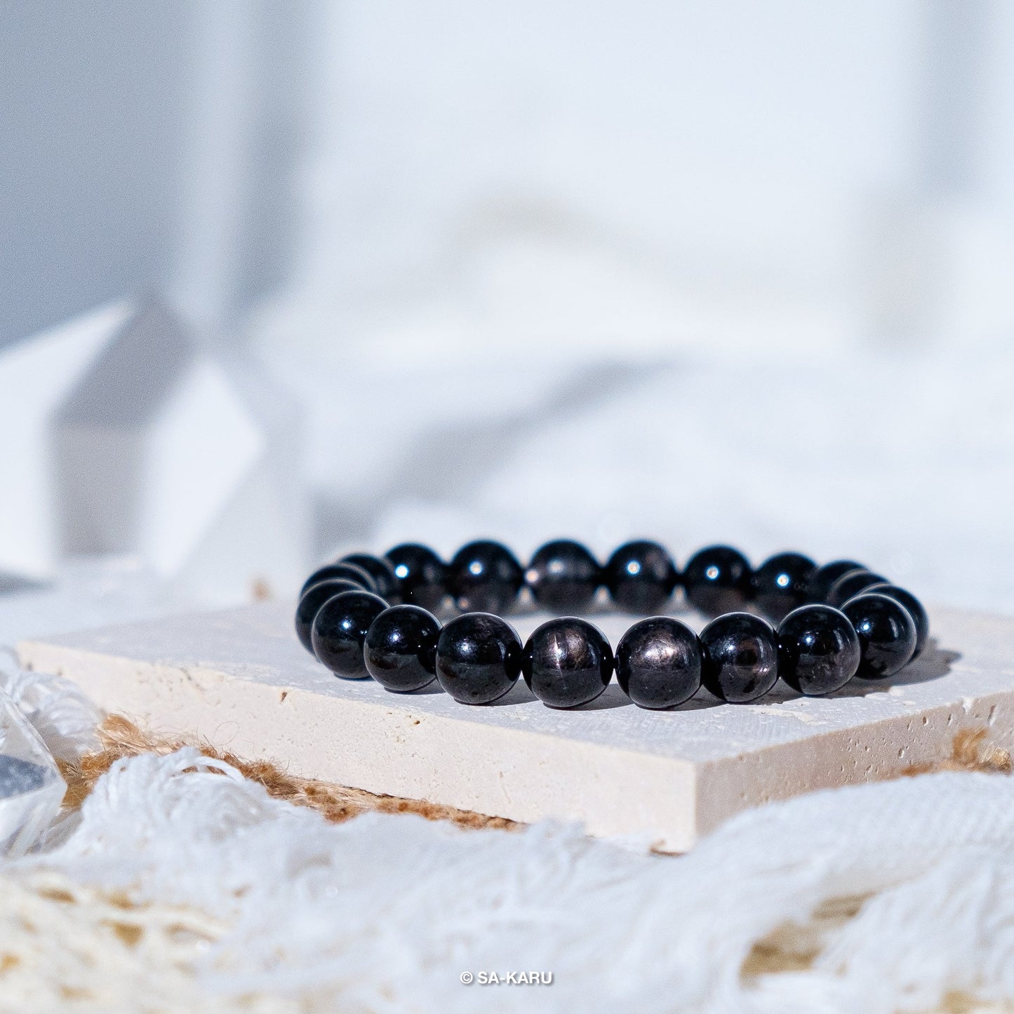 Gold luck stone (black silver line stone) bracelet