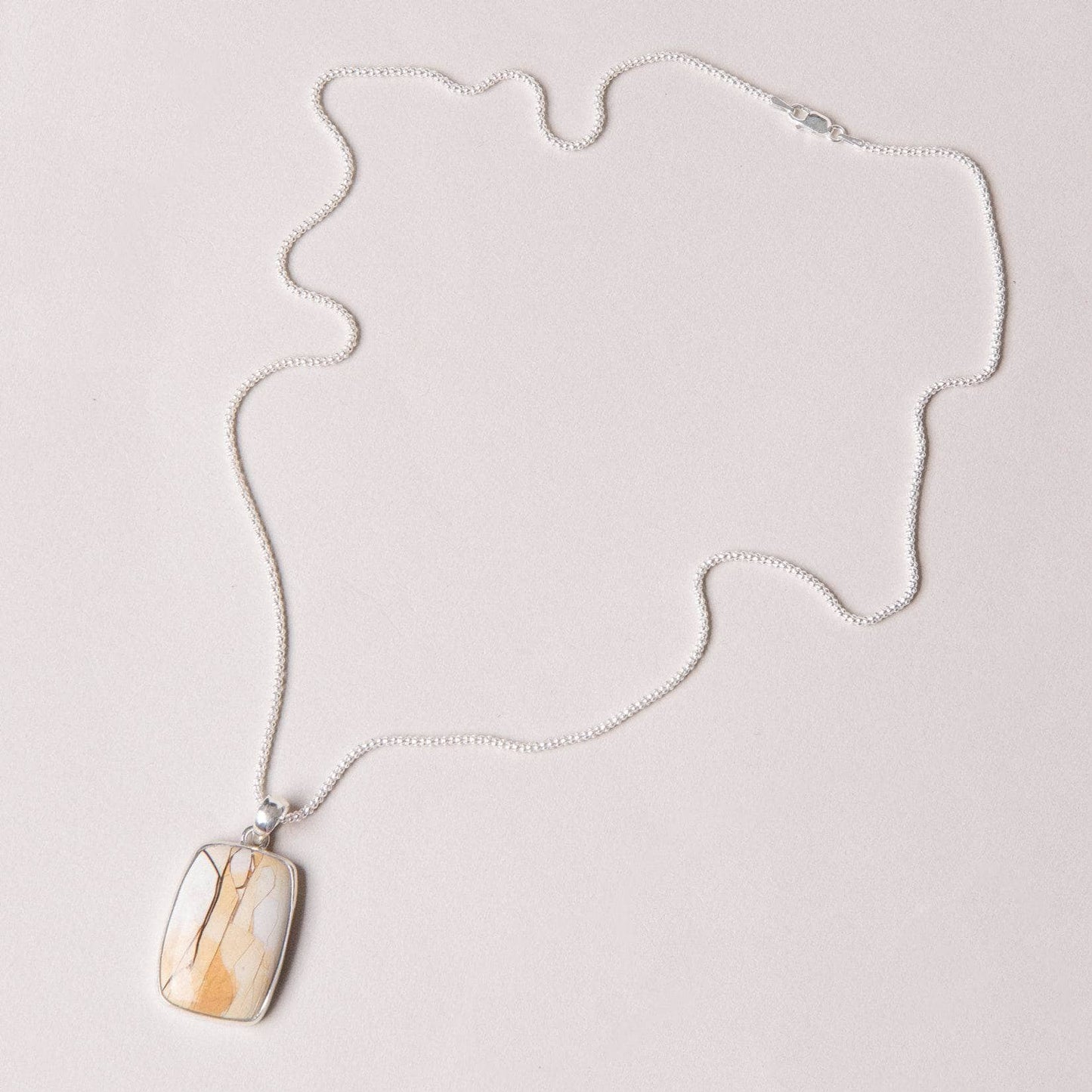 Brecciated Mookaite Jasper Square Pendant Necklace - 1 of a Kind