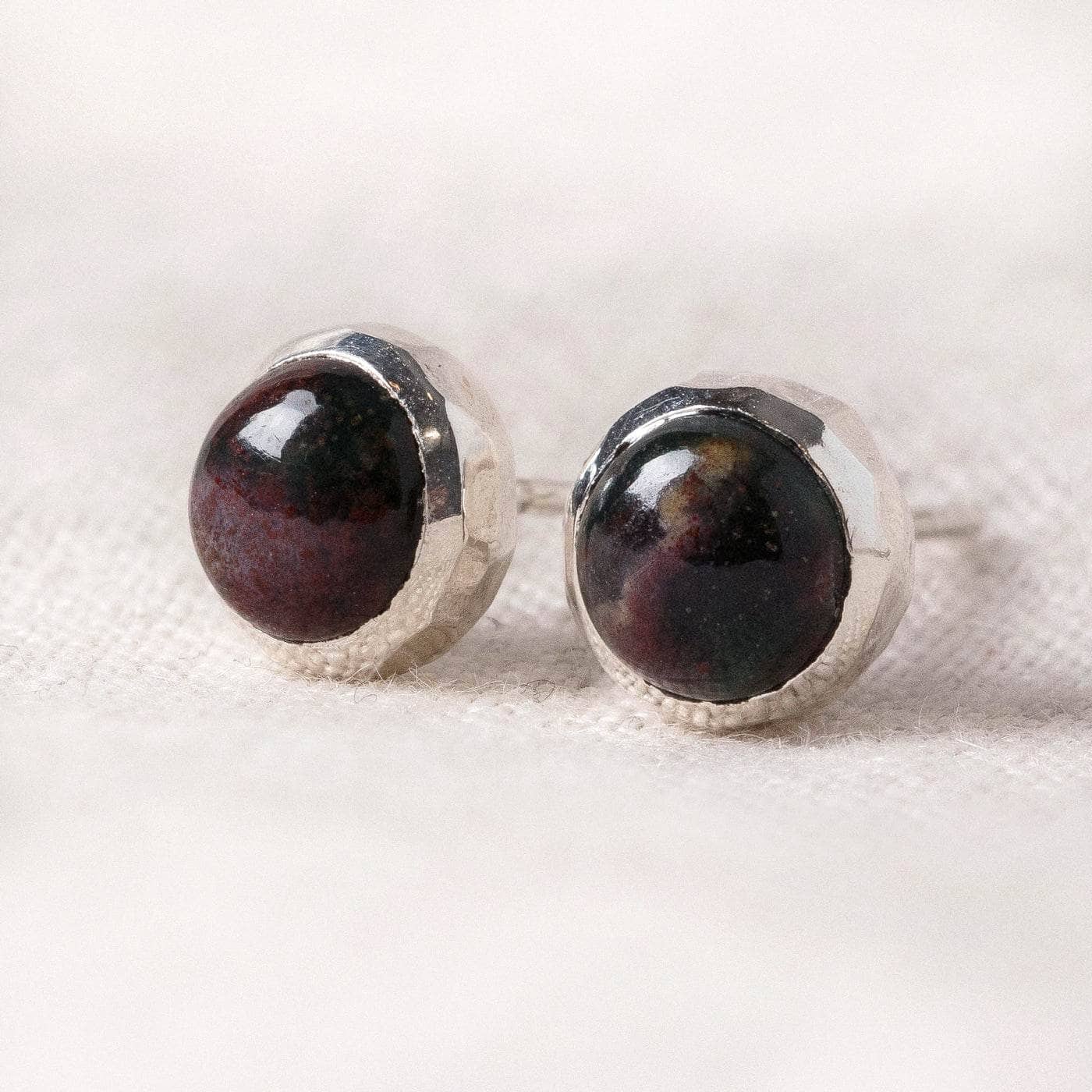 Bloodstone Gold or Silver Stud Earrings