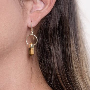 Tiger Eye Crystal Point Earrings