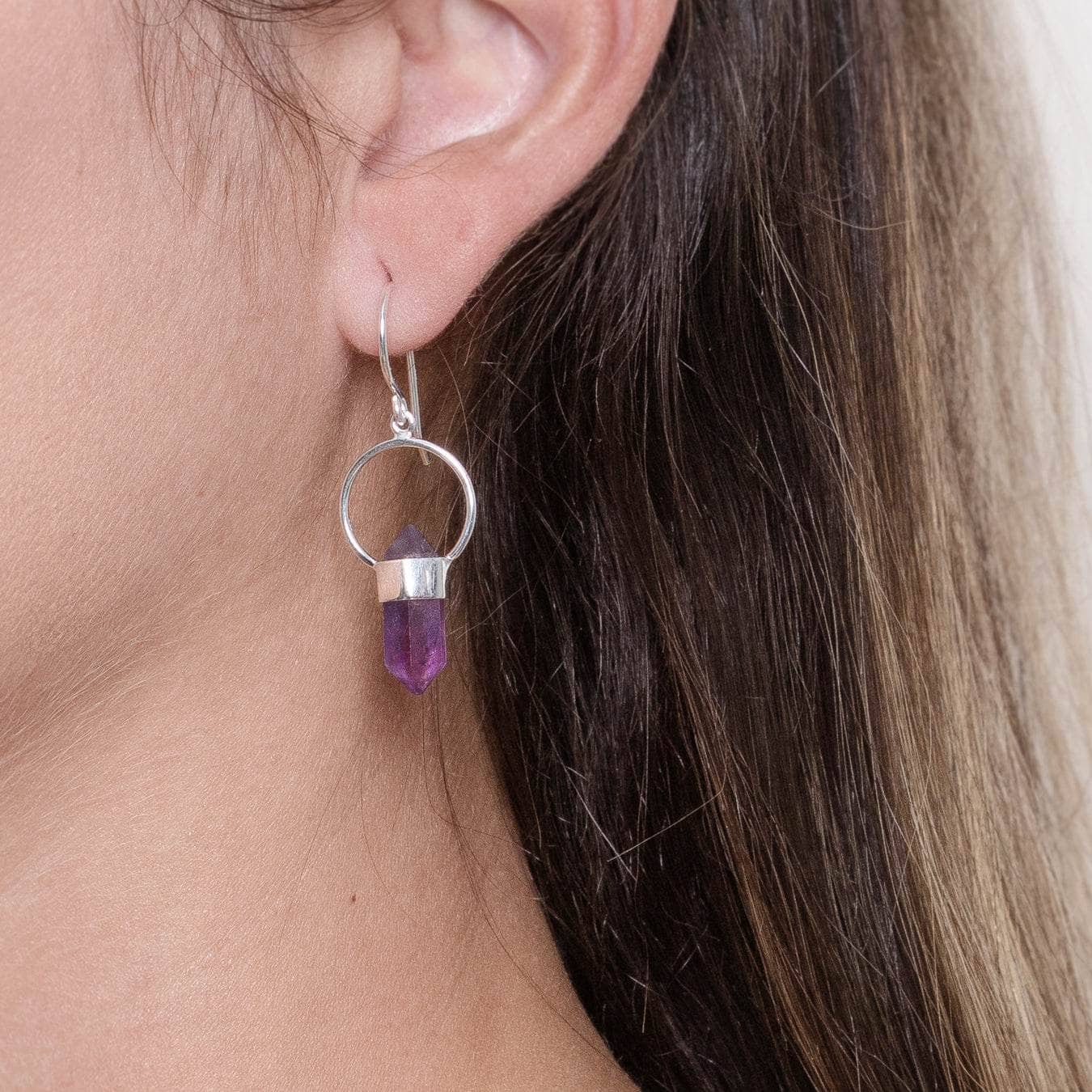 Amethyst Crystal Point Earrings