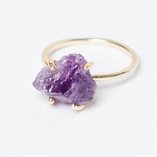 Amethyst Raw Freeform Gold or Silver Ring