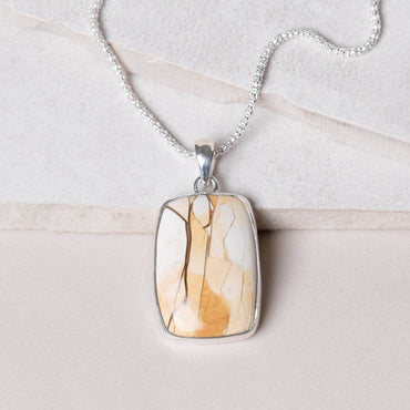 Brecciated Mookaite Jasper Square Pendant Necklace - 1 of a Kind