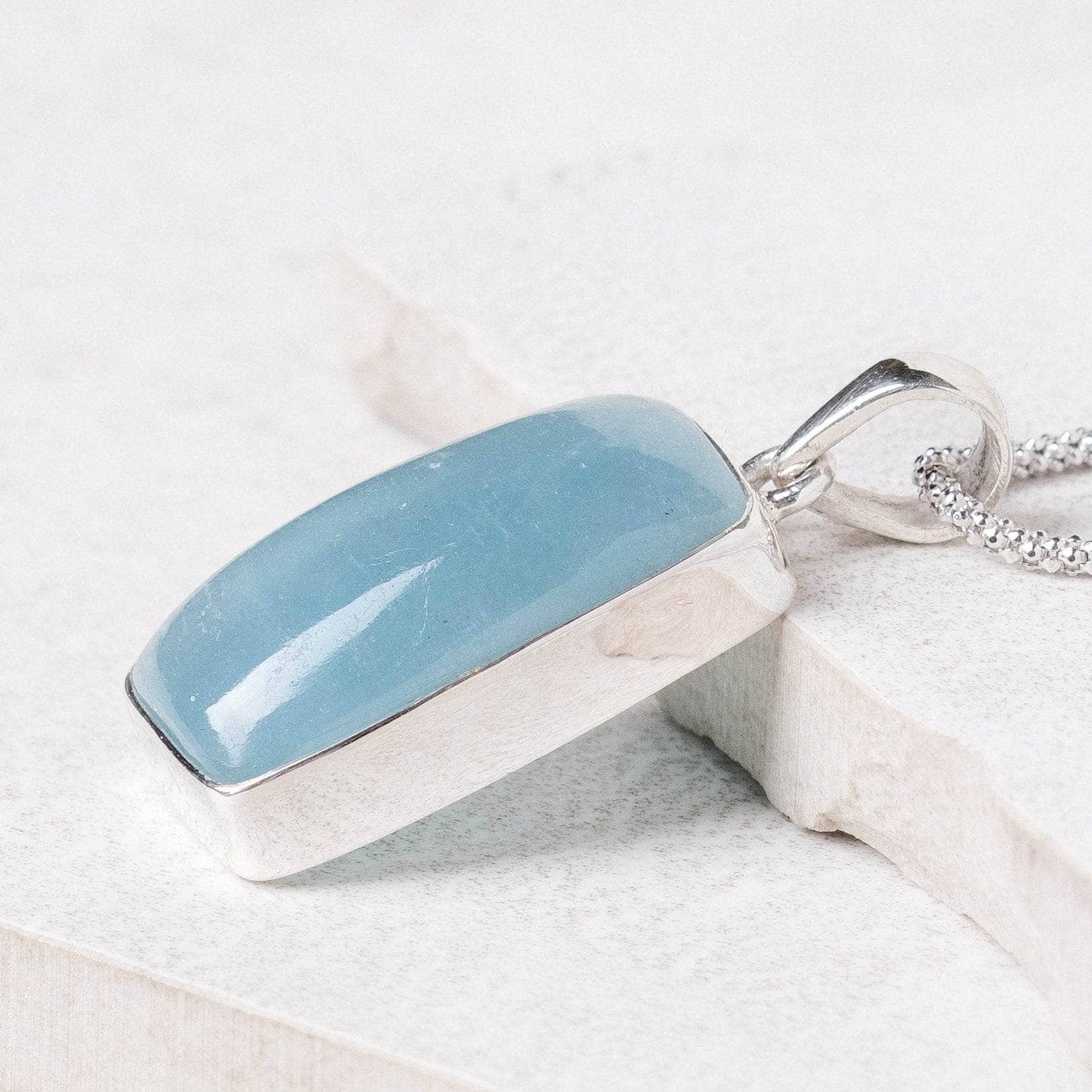 Aquamarine Rectangle Pendant Necklace