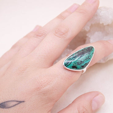 Unique Azurite Malachite Adjustable Ring