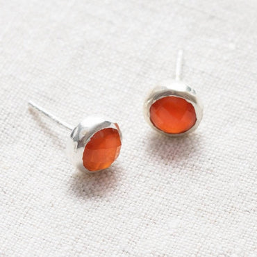 Carnelian Silver or Gold Stud Earrings