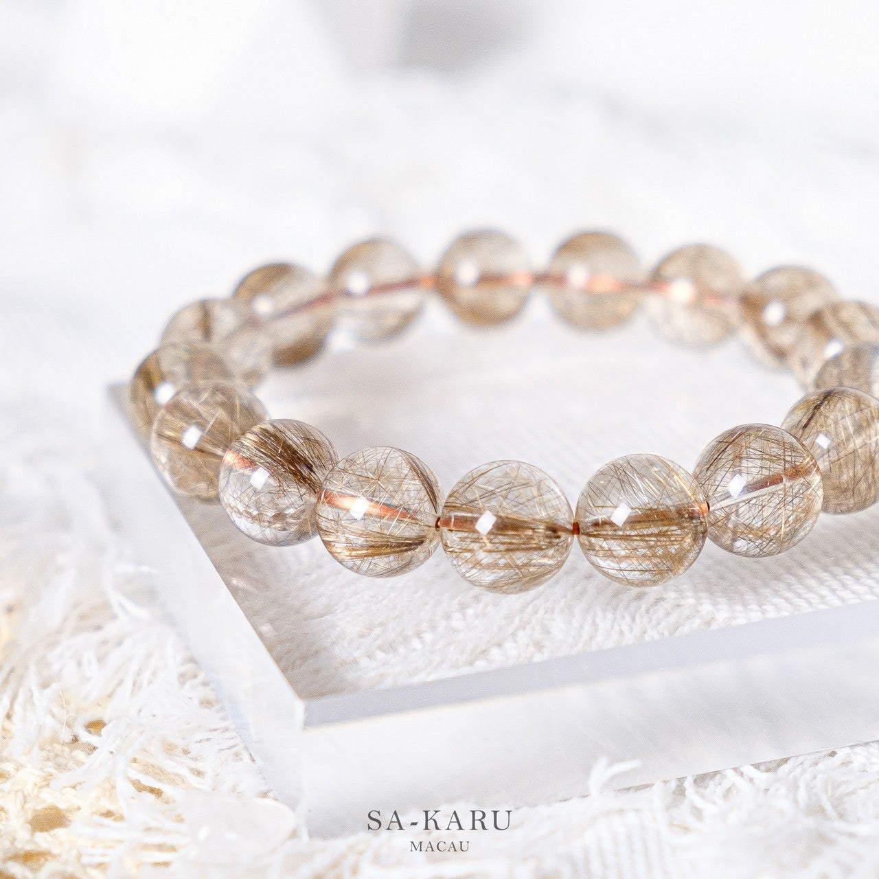 Silver Hair Quartz/Champagne Devil Hair Quartz Bracelet