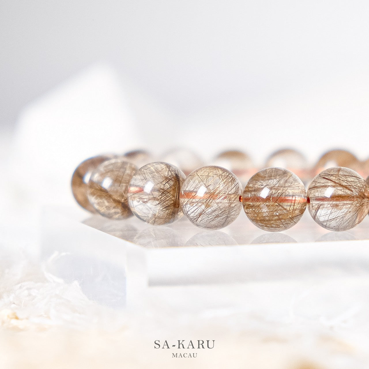 Silver Hair Quartz/Champagne Devil Hair Quartz Bracelet