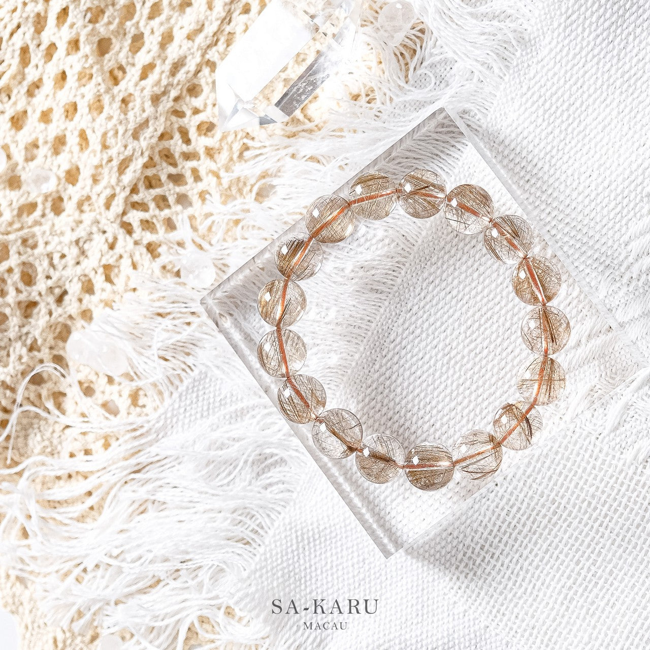 Silver Hair Quartz/Champagne Devil Hair Quartz Bracelet