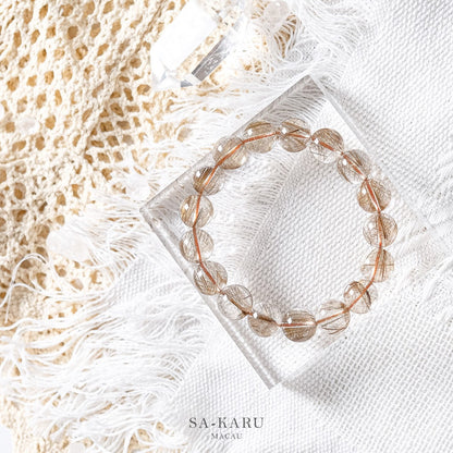 Silver Hair Quartz/Champagne Devil Hair Quartz Bracelet