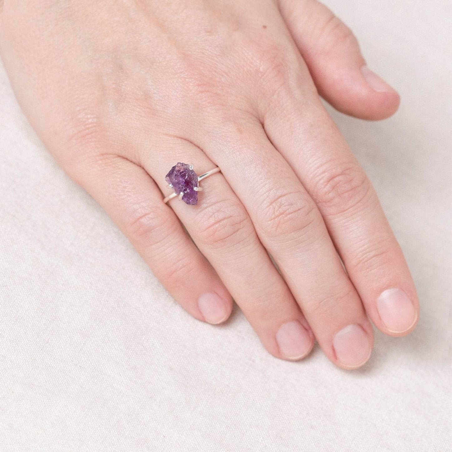 Amethyst Raw Freeform Gold or Silver Ring