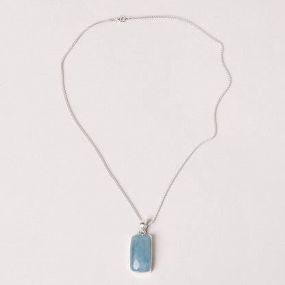 Aquamarine Rectangle Pendant Necklace