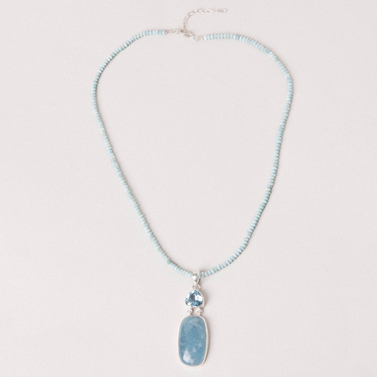 Aquamarine & Blue Topaz Rectangle Pendant Necklace