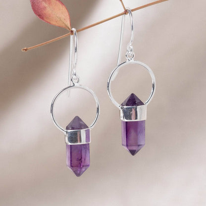 Amethyst Crystal Point Earrings