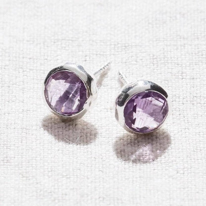 Amethyst Silver or Gold Stud Earring