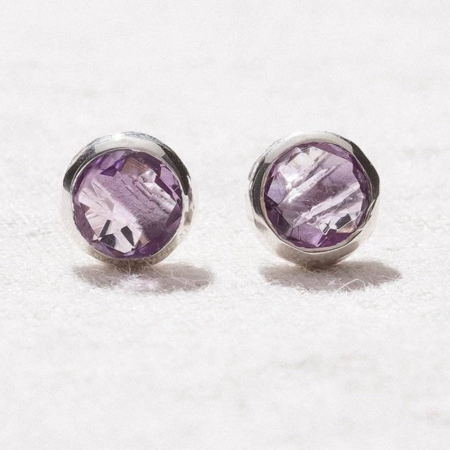 Amethyst Silver or Gold Stud Earring