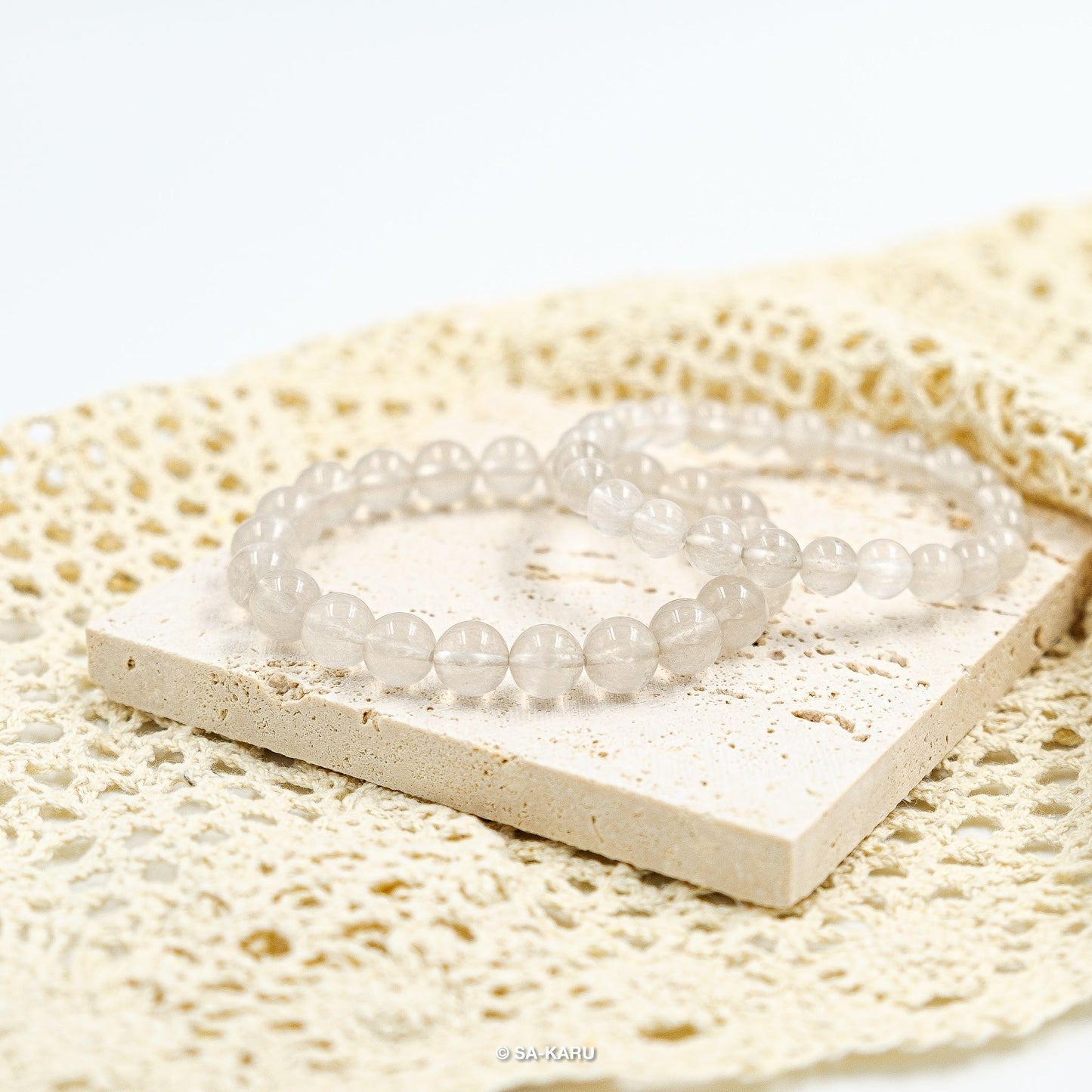 Silver and White Rabbit Fur Bracelet