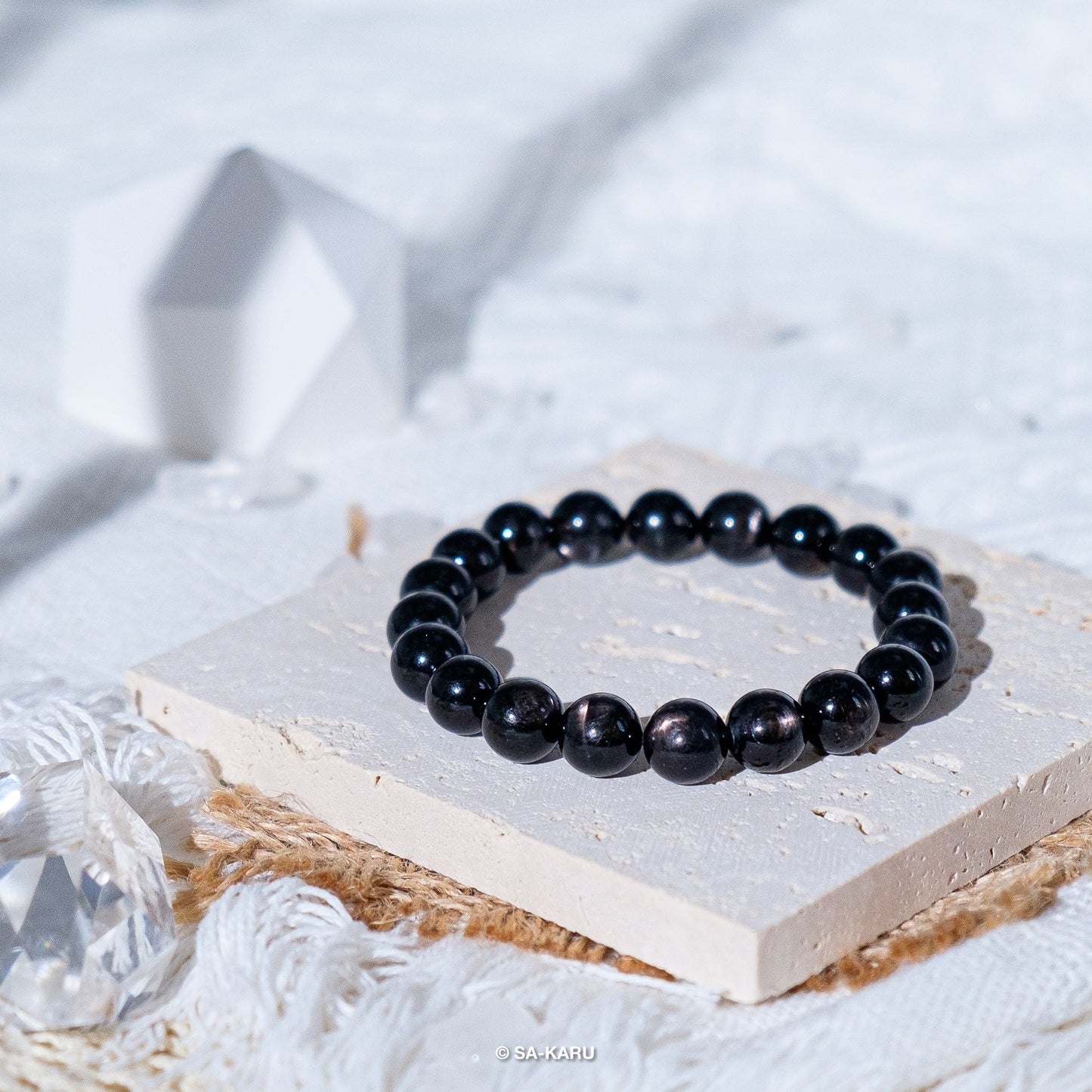 Gold luck stone (black silver line stone) bracelet