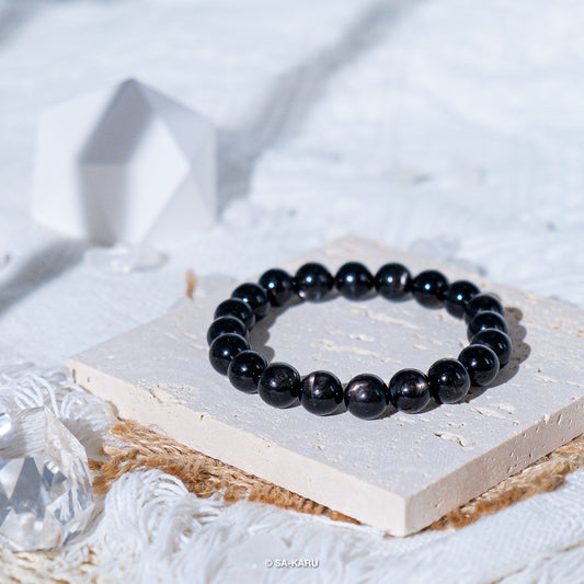 Gold luck stone (black silver line stone) bracelet