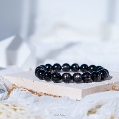 Gold luck stone (black silver line stone) bracelet