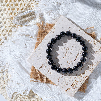 Gold luck stone (black silver line stone) bracelet