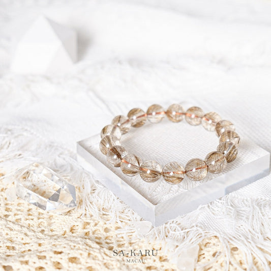 Silver Hair Quartz/Champagne Devil Hair Quartz Bracelet