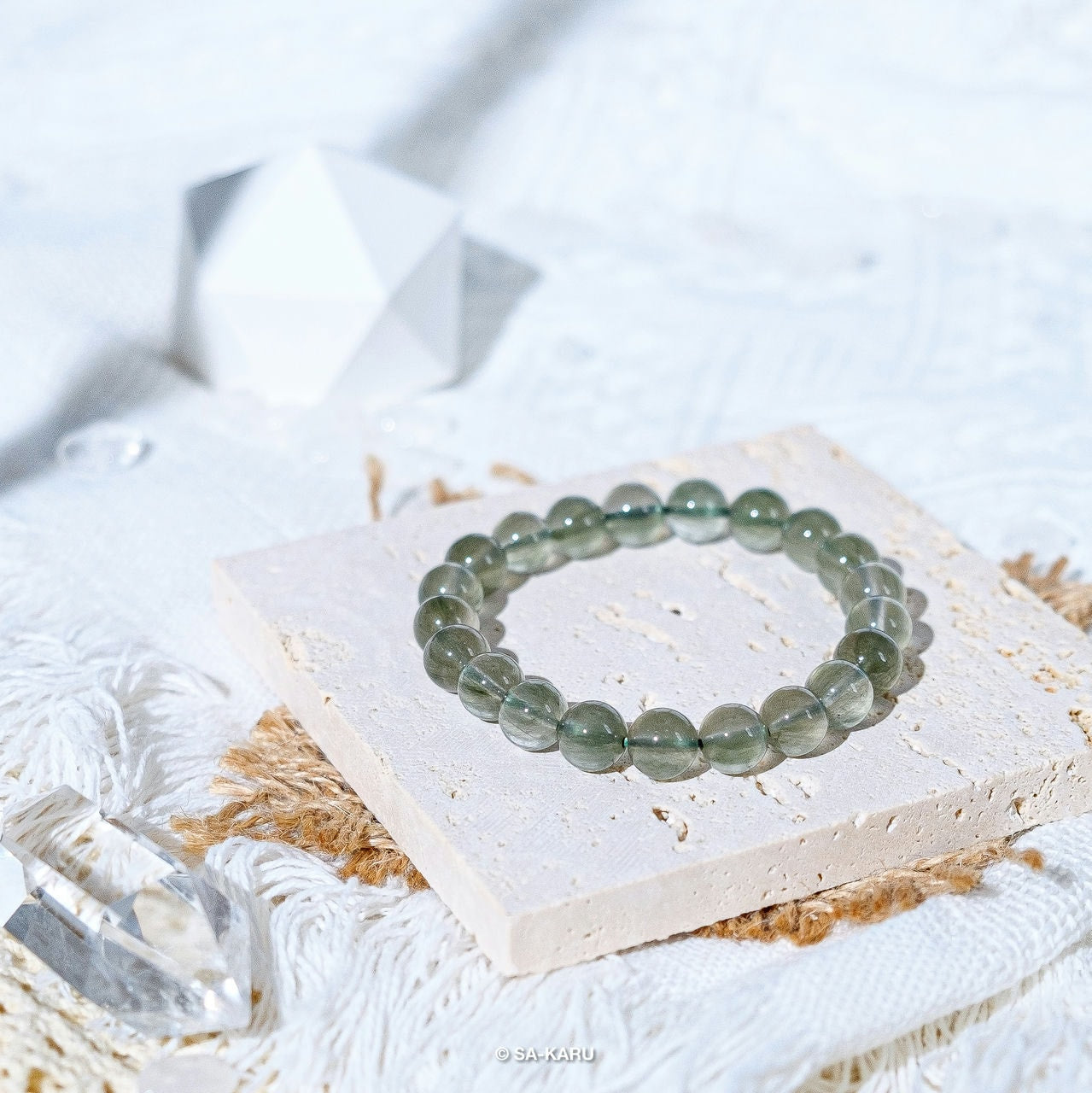 Ice translucent green hair crystal bracelet