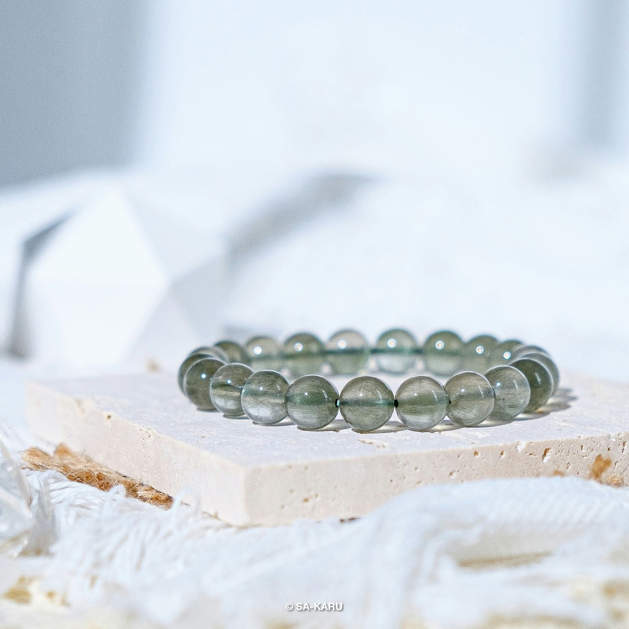 Ice translucent green hair crystal bracelet