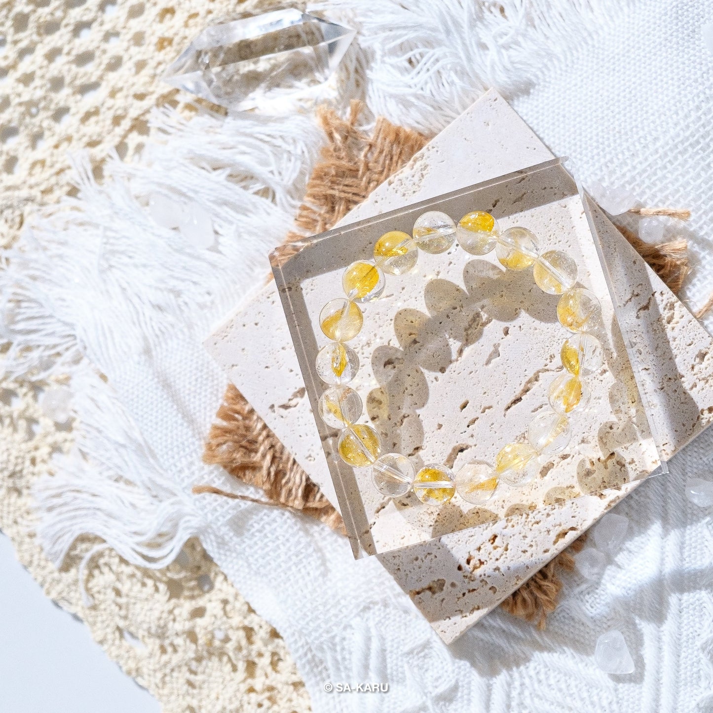 Gold flake brocade lithium crystal bracelet