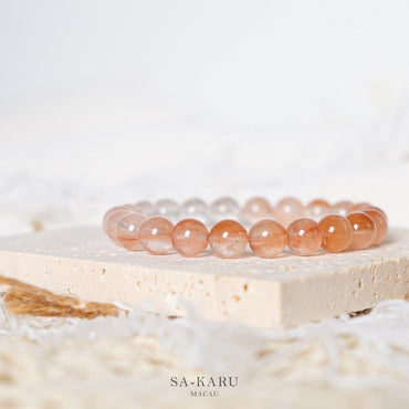 Gradient orange rabbit fur x white rabbit fur bracelet