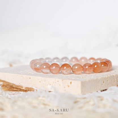 Gradient orange rabbit fur x white rabbit fur bracelet