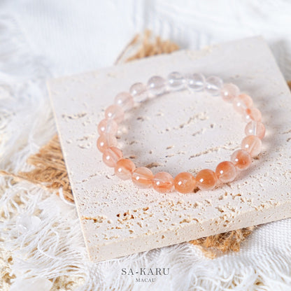 Gradient orange rabbit fur x white rabbit fur bracelet