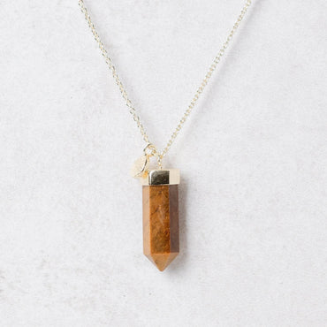 Tiger Eye Crystal Point Necklace