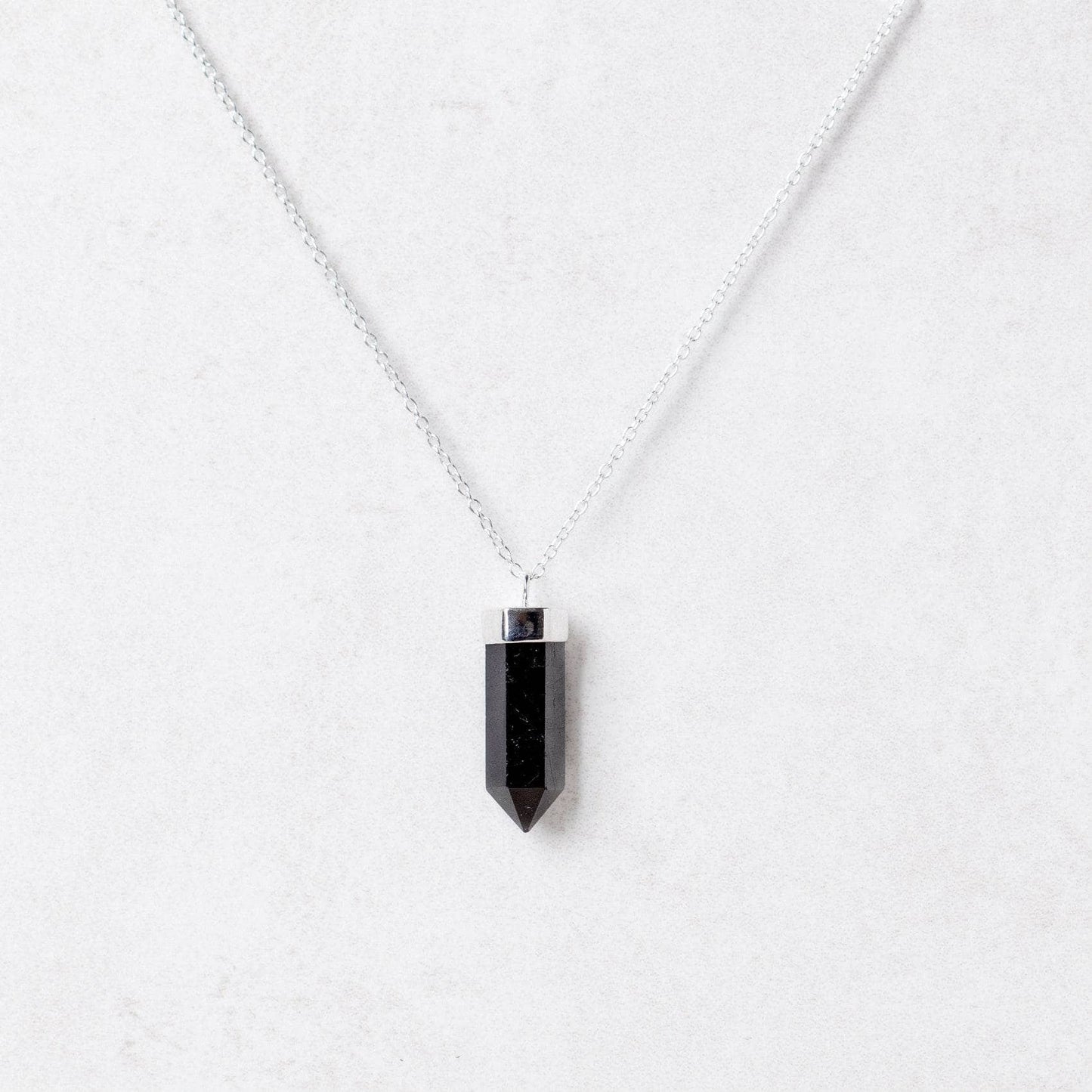 Black Tourmaline Crystal Point Necklace