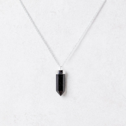 Black Tourmaline Crystal Point Necklace