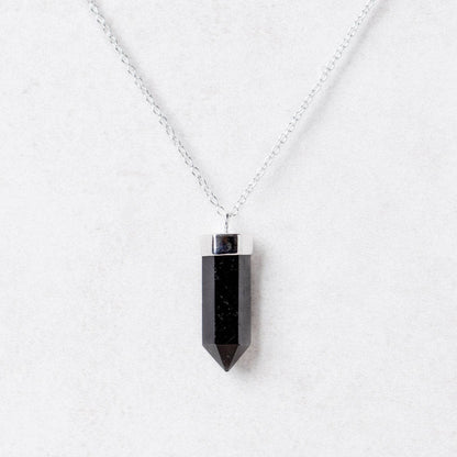 Black Tourmaline Crystal Point Necklace