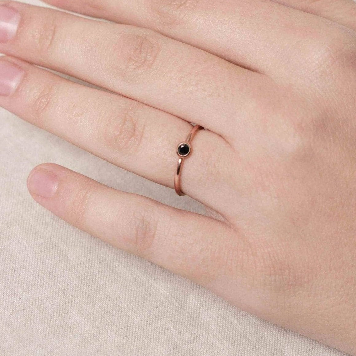 Black Tourmaline Silver, Gold or Rose Gold Ring