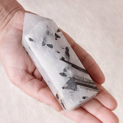 Black Rutilated Quartz Tower - AAA Premium Quality