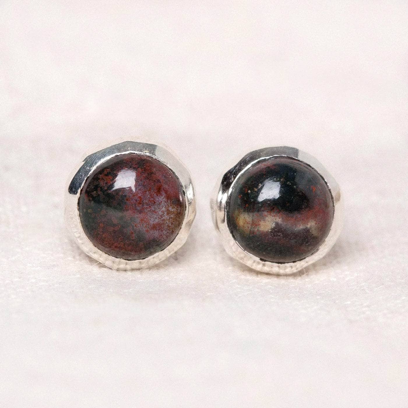 Bloodstone Gold or Silver Stud Earrings