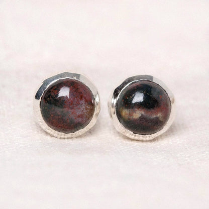 Bloodstone Gold or Silver Stud Earrings