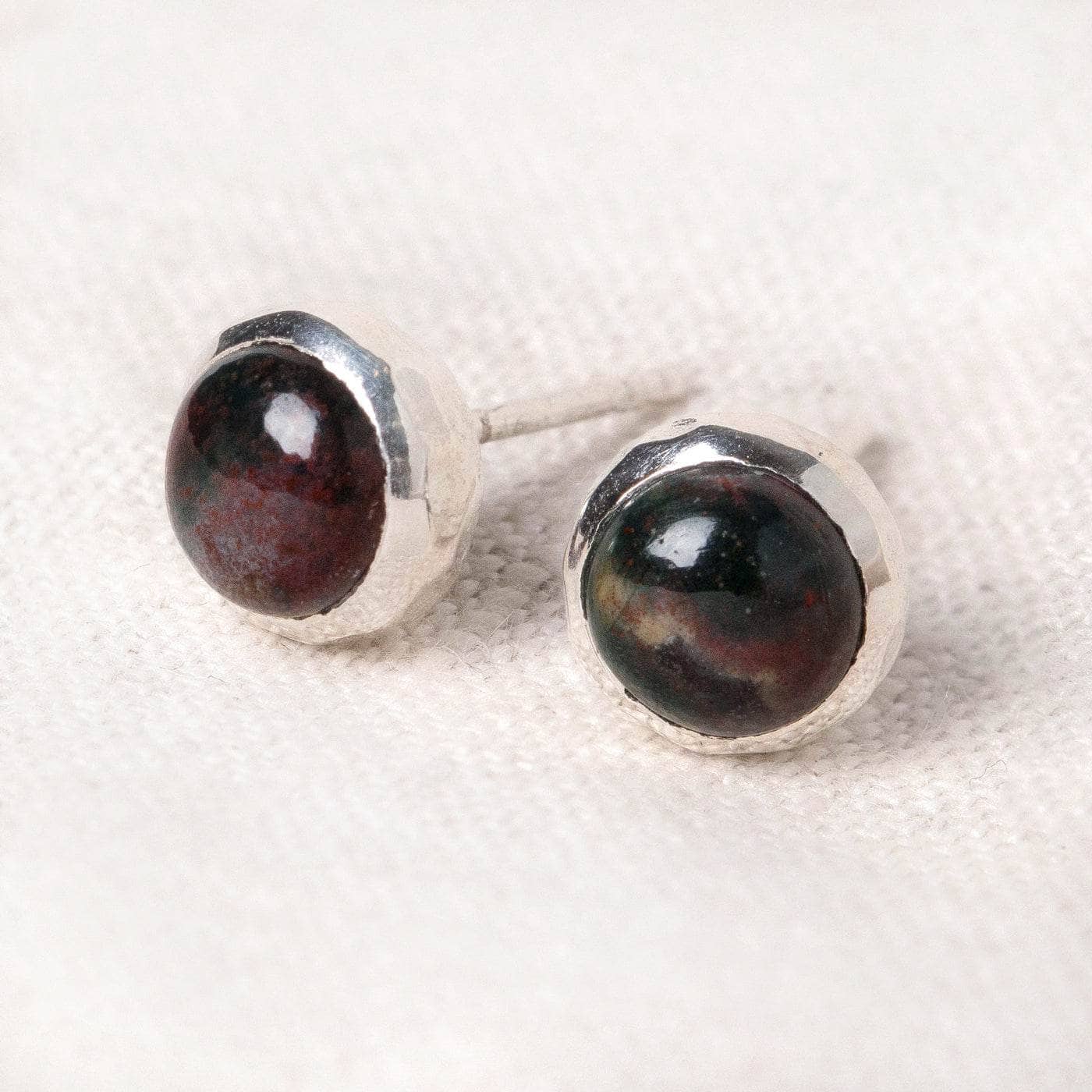 Bloodstone Gold or Silver Stud Earrings