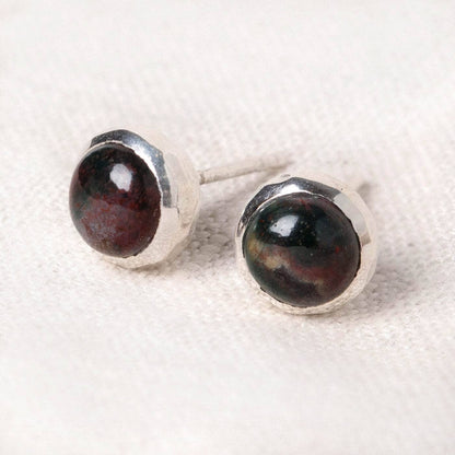 Bloodstone Gold or Silver Stud Earrings