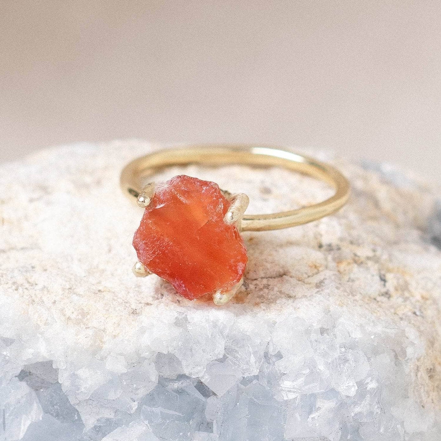 Carnelian Raw Freeform Gold or Silver Ring