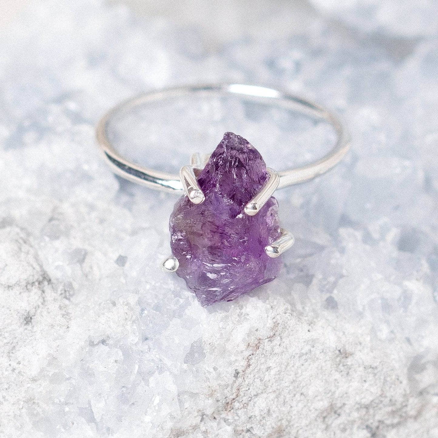 Amethyst Raw Freeform Gold or Silver Ring