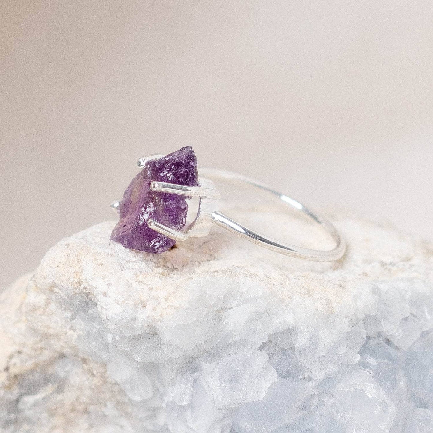 Amethyst Raw Freeform Gold or Silver Ring
