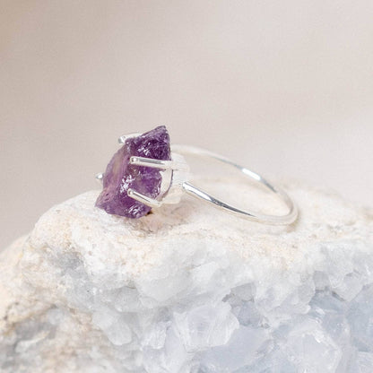 Amethyst Raw Freeform Gold or Silver Ring