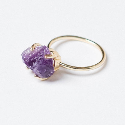 Amethyst Raw Freeform Gold or Silver Ring