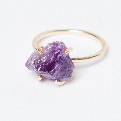 Amethyst Raw Freeform Gold or Silver Ring